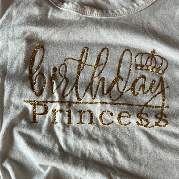 Birthday Princess Kids Matching Set - White and Gold - Picture 2 of 3
